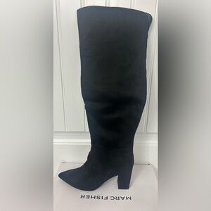 NIB Marc Fisher Garwin-WC Black Suede Pointed Toe Slip On Boots Size 11M